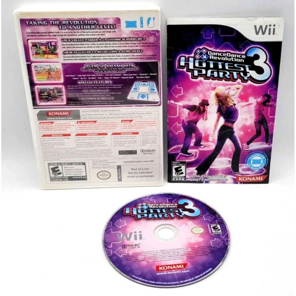 Dance Dance Revolution: Hottest Party 3 (Nintendo Wii, 2009) CIB Complete Tested